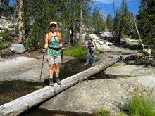 Teri practices log crossing for when it's the only way