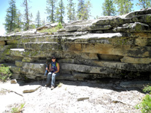 Jennifer by the exfoliating granite slabs along Rock Creek