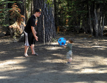 Beach ball in the mountains with Mikie and Jack