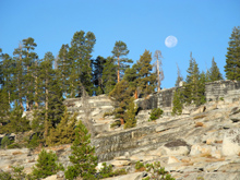 Moon setting over the ridge above camp