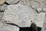 A 3-foot wide granite flake makes a good stepping stone