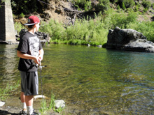 Mikie fishing in the Feather River