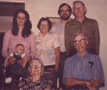 Five Generations: Teri holding Johnny, Hazel, Dick, Bob, Mabel,