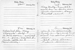 Pages from Mabel Estel diary documenting Estel's first every visit to Mariposa