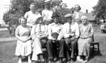 Grandparents living at the time of Dick Estel's birth: Back: Mabel & Frank Estel; Opal Mason. Front: Aletha and William Clifton, John Estel, K.K. & Tillie Watkins