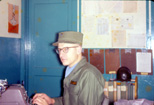 Private Dick busy at the typewriter, Fort Ord CA, 1962