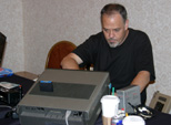 Rik works with the SX64 - computer, disk drive and monitor all in one 