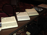 Krue's Apple IIc's lined up for his graphics-music demo