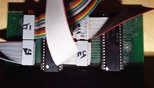 A view of the board populated with the specialized ROMs