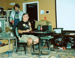 Steve Solie (seated), Amiga engineer Dale Luck