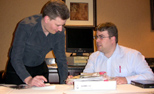 Matthew Leaman (left) conversing with Chris