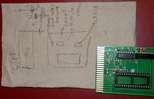 The board with mystery chips and Robert's schematic to ID components