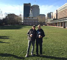 Johnny and Dick with Independence Hall in background