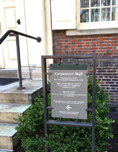 Sign outside the hall