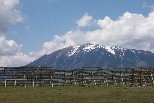 Snow fence & mountains